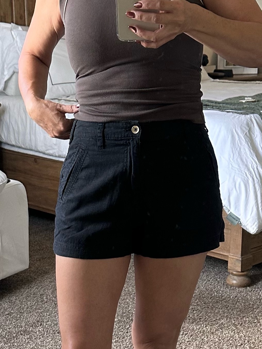 Guess Black Women's Bermuda Shorts with Front Button